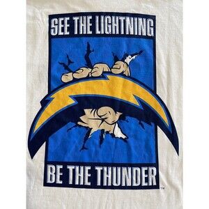 San Diego Chargers One Charge Men's T Shirt  XL White Fruit Loom Tee NFL Vtg